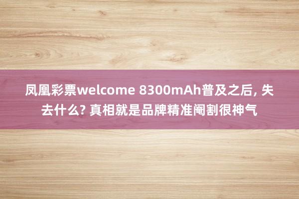 凤凰彩票welcome 8300mAh普及之后, 失去什么? 真相就是品牌精准阉割很神气