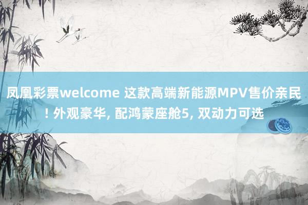 凤凰彩票welcome 这款高端新能源MPV售价亲民! 外观豪华, 配鸿蒙座舱5, 双动力可选