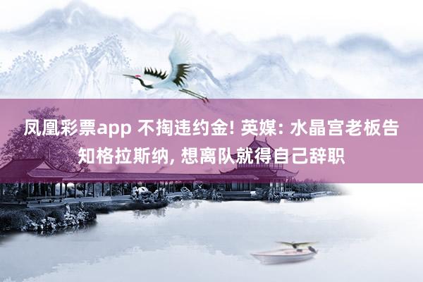凤凰彩票app 不掏违约金! 英媒: 水晶宫老板告知格拉斯纳, 想离队就得自己辞职