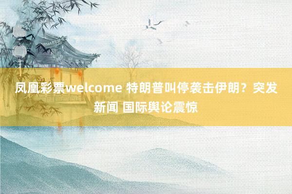 凤凰彩票welcome 特朗普叫停袭击伊朗？突发新闻 国际舆论震惊