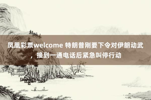 凤凰彩票welcome 特朗普刚要下令对伊朗动武，接到一通电话后紧急叫停行动
