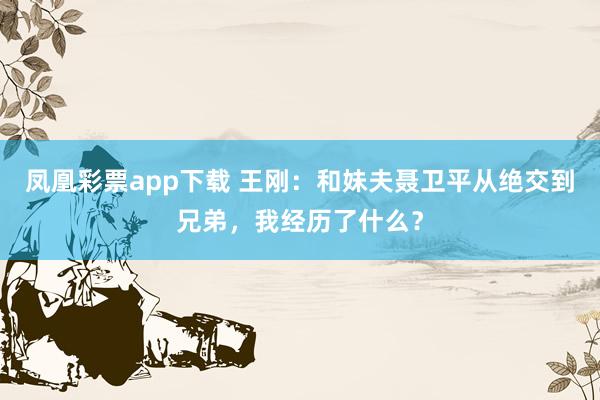 凤凰彩票app下载 王刚：和妹夫聂卫平从绝交到兄弟，我经历了什么？