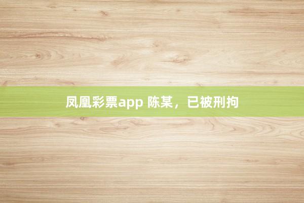 凤凰彩票app 陈某,已被刑拘