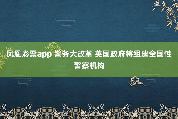 凤凰彩票app 警务大改革 英国政府将组建全国性警察机构