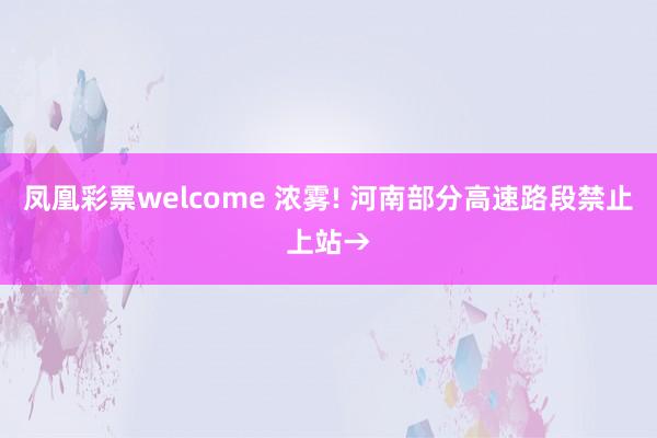 凤凰彩票welcome 浓雾! 河南部分高速路段禁止上站→