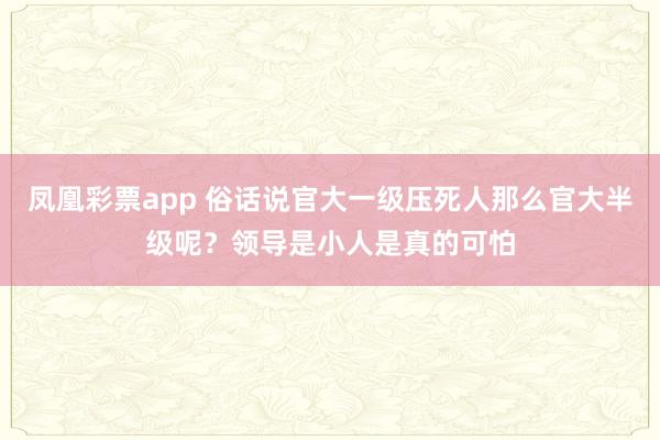 凤凰彩票app 俗话说官大一级压死人那么官大半级呢？领导是小人是真的可怕
