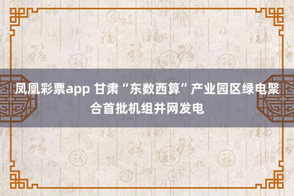 凤凰彩票app 甘肃“东数西算”产业园区绿电聚合首批机组并网发电