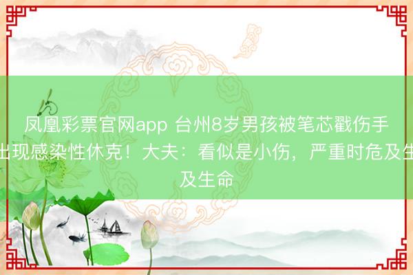 凤凰彩票官网app 台州8岁男孩被笔芯戳伤手，出现感染性休克！大夫：看似是小伤，严重时危及生命