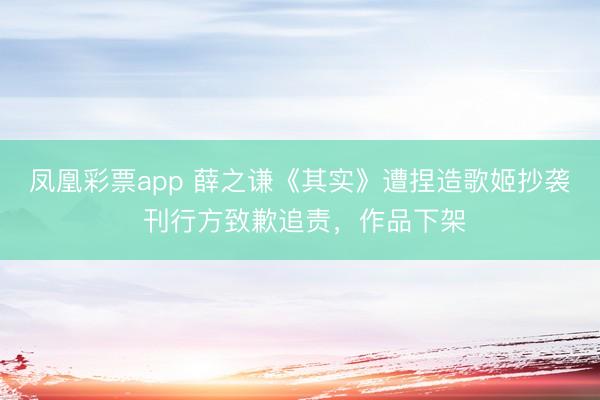 凤凰彩票app 薛之谦《其实》遭捏造歌姬抄袭 刊行方致歉追责,作品下架