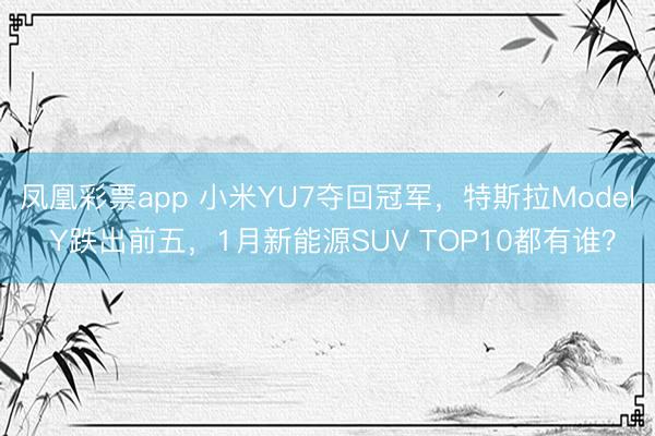 凤凰彩票app 小米YU7夺回冠军，特斯拉Model Y跌出前五，1月新能源SUV TOP10都有谁？