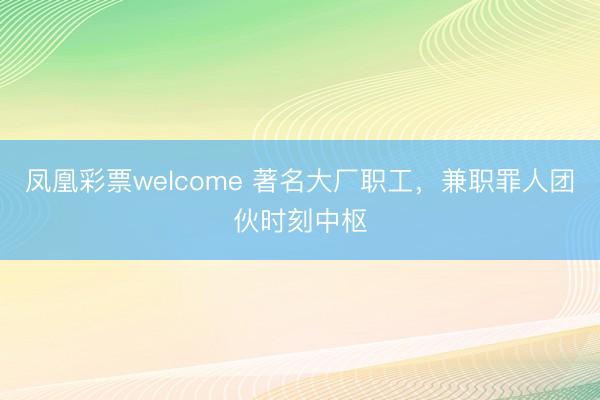 凤凰彩票welcome 著名大厂职工,兼职罪人团伙时刻中枢