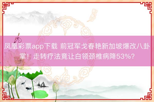 凤凰彩票app下载 前冠军戈春艳新加坡爆改八卦掌！走转疗法竟让白领颈椎病降53%？