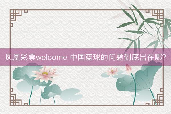 凤凰彩票welcome 中国篮球的问题到底出在哪?